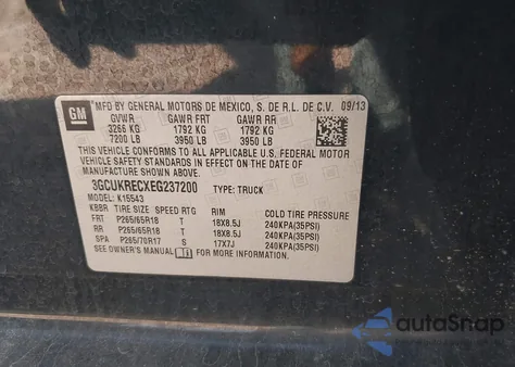 2014 Chevrolet Silverado 1500 1Lt from USA, damaged, VIN 3GCUKRECXEG237200